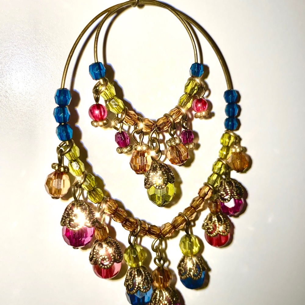 Gem tones dangle earrings